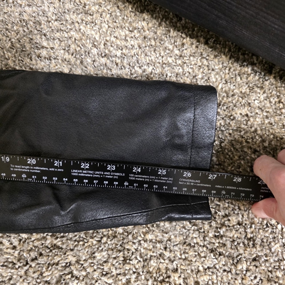Vintage Leather Coat Mens 2XLT Black Genuine Leather Overcoat Quilted Lined Zip - Picture 4 of 9